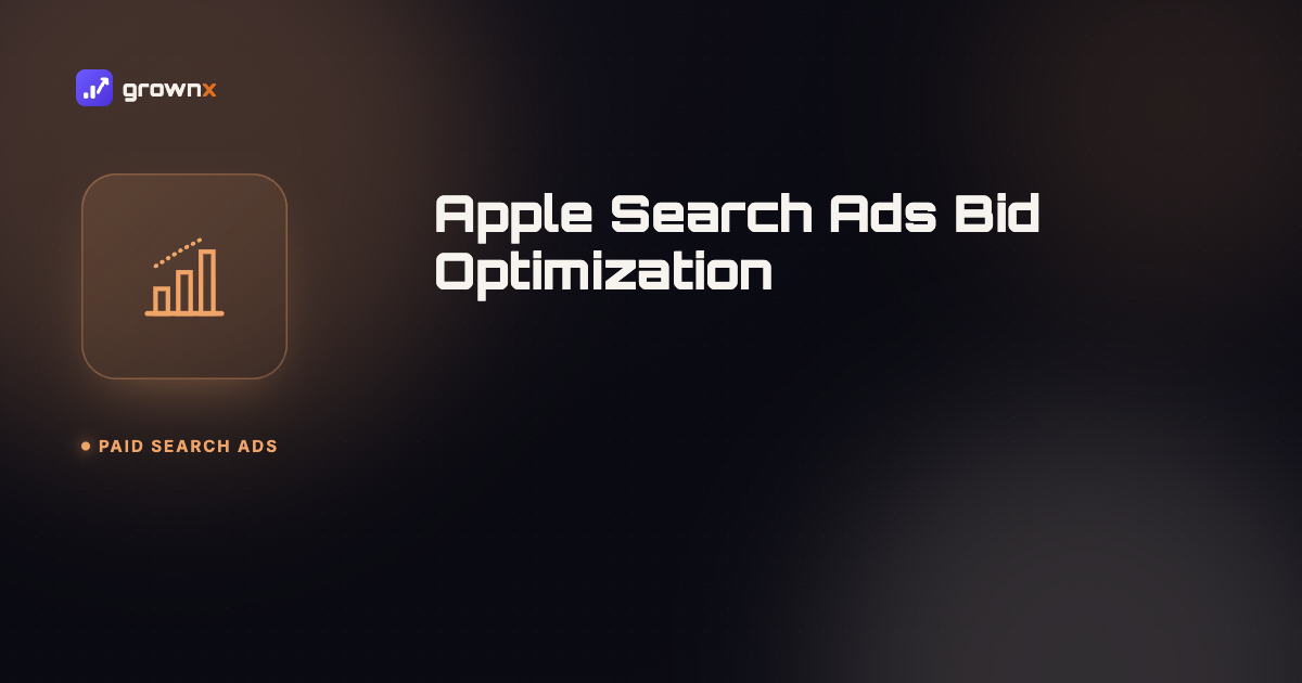 Hero graphic for the guide: Apple Ads Bid Optimization: Max CPT Bids, CPA & CPI (2026)